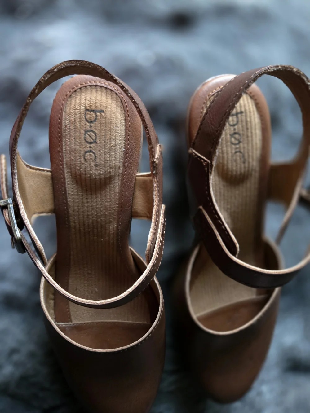Bprn Brown Leather Platform Sandal with Buckle